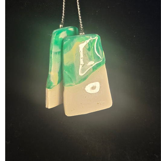 Teal & Sand Two-Tone Resin Drop Earrings