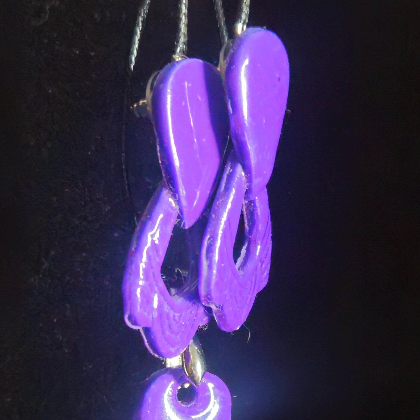 Solid Purple Glossy Teardrop Stud with Open Twisted Loop Resin Earring & Necklace Set