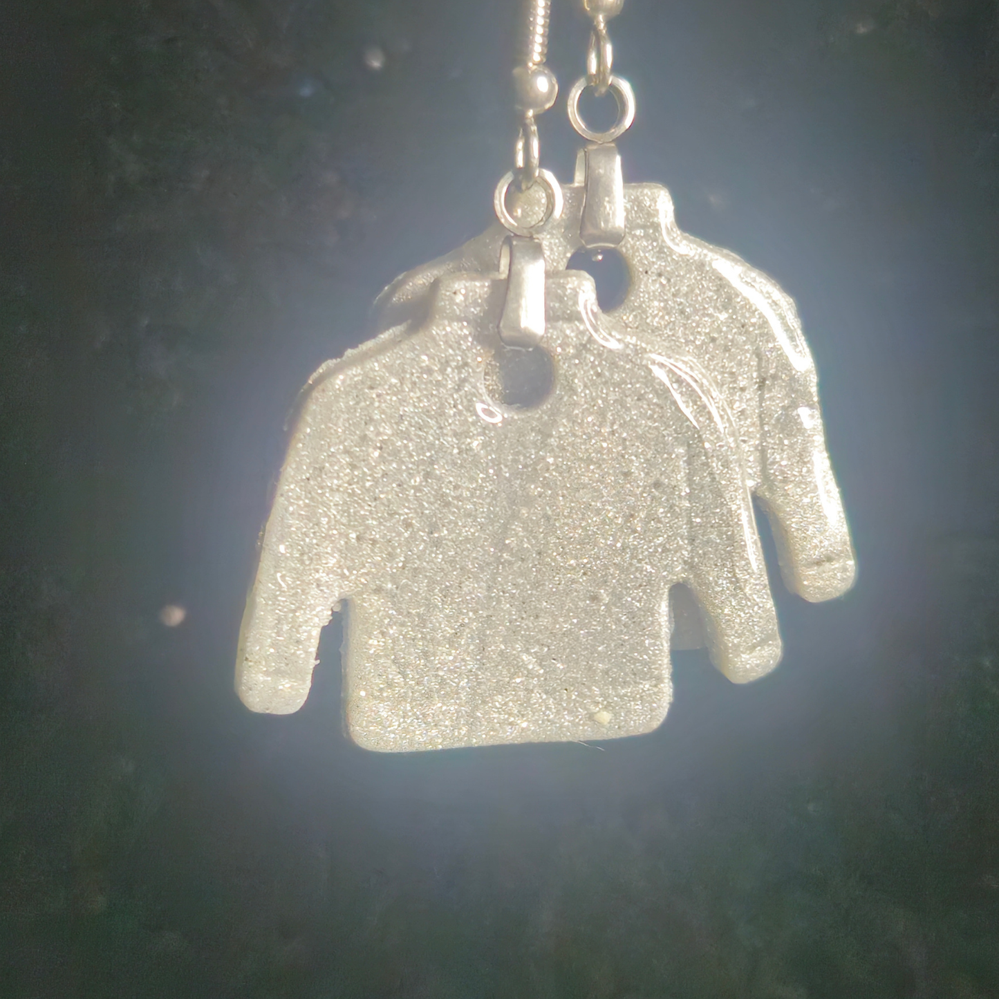 White Glitter Cozy Sweater Resin Earrings