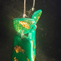 Emerald & Gold Foil Resin Drop Earrings