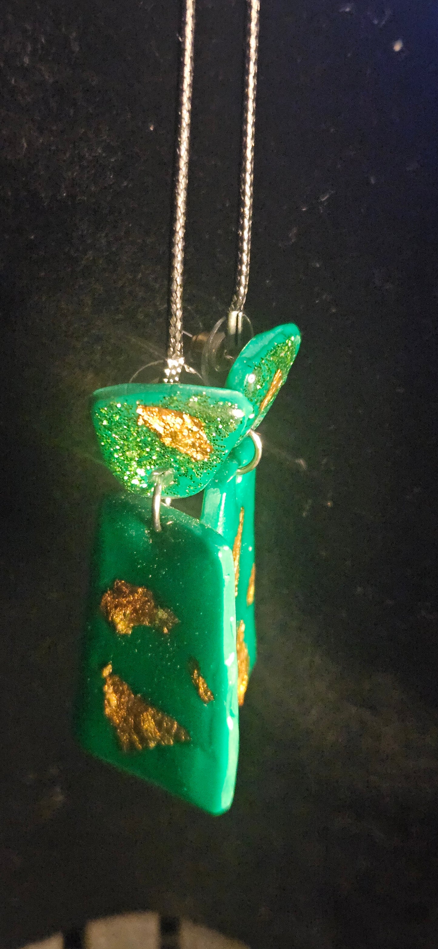 Emerald & Gold Foil Resin Drop Earrings