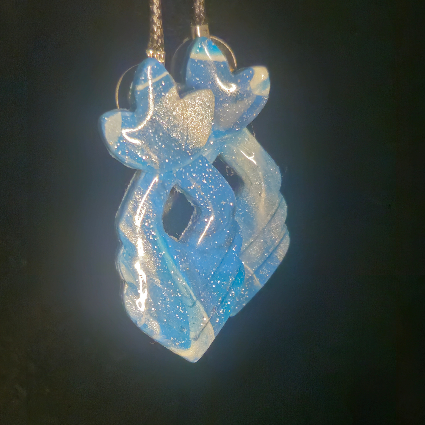 Sky Blue Glitter Twisted Knot Resin Earrings