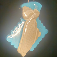 Blue & Cream Resin Doll Dangle Earrings