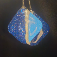 Sky Blue & Navy Glitter Diamond Resin Earrings