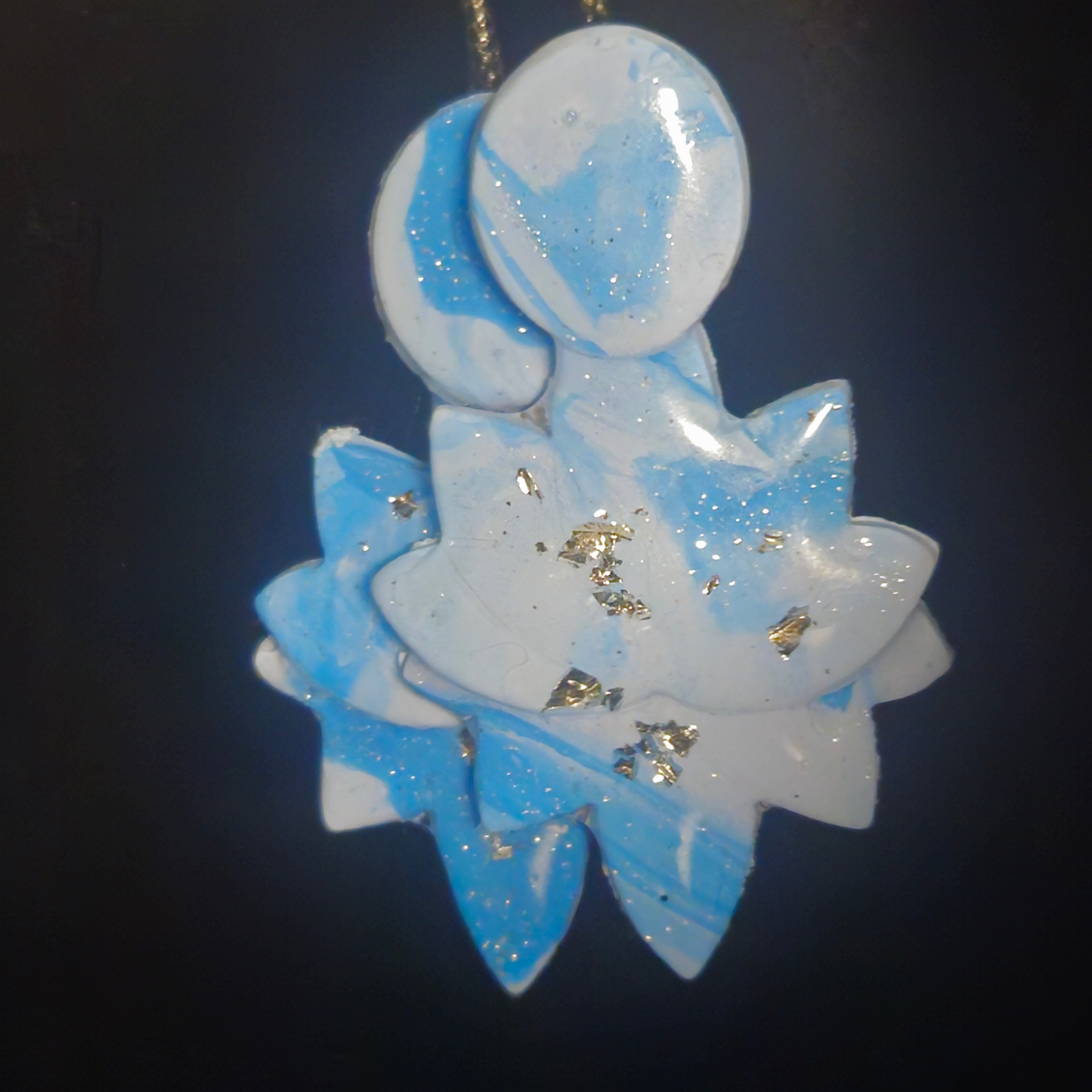 Blue & White Celestial Moon Star Flower Cluster Resin Earrings