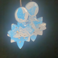 Blue & White Celestial Moon Star Flower Cluster Resin Earrings