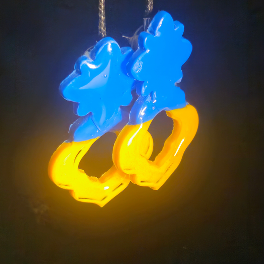 Blue Coral & Sunshine Yellow Ring Resin Earrings