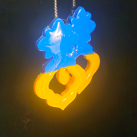 Blue Coral & Sunshine Yellow Ring Resin Earrings