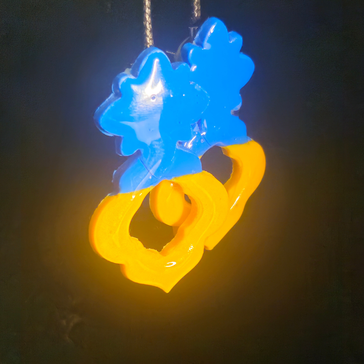 Blue Coral & Sunshine Yellow Ring Resin Earrings