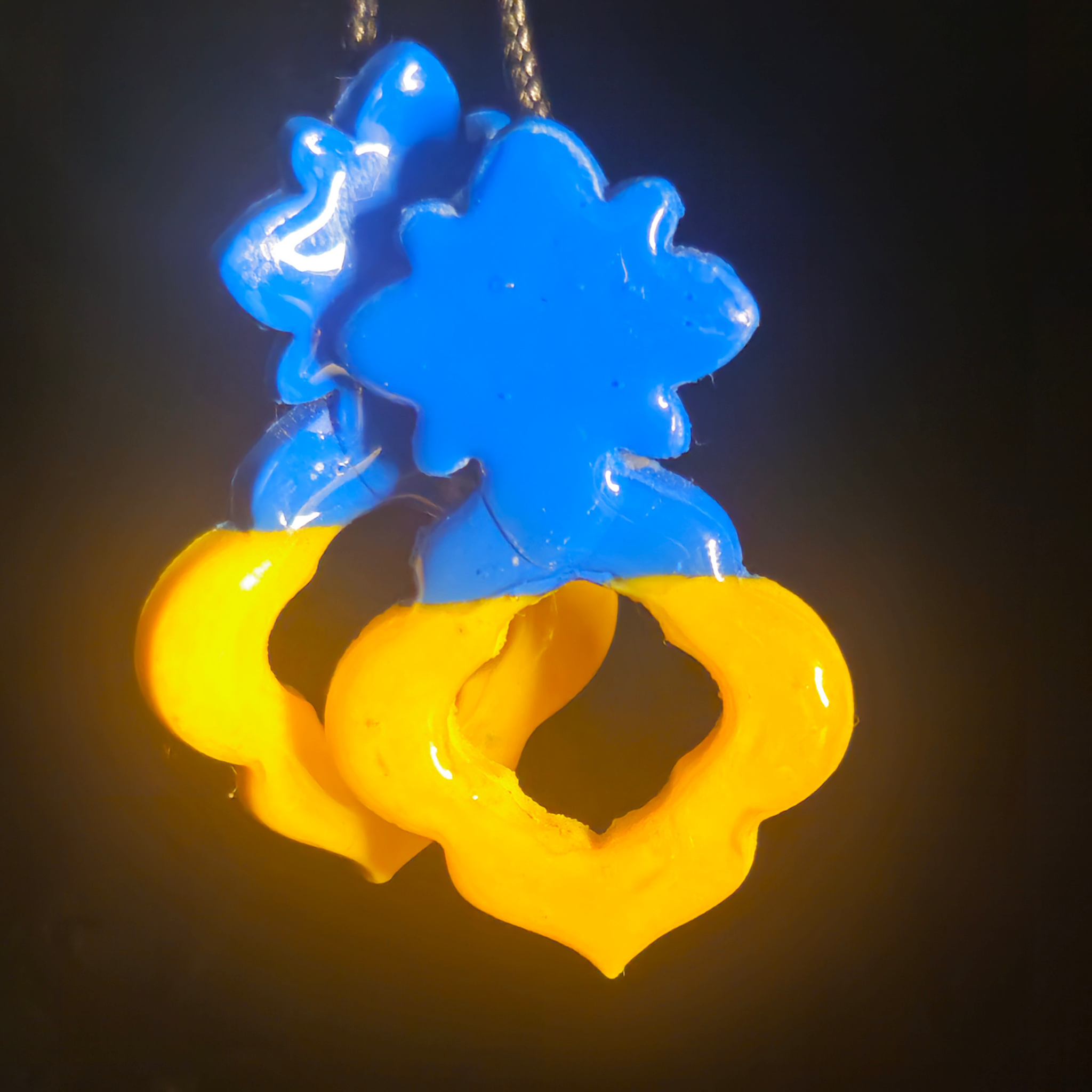 Blue Coral & Sunshine Yellow Ring Resin Earrings