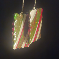 Candy Cane Stripe Iridescent Glitter Scalloped Rectangle Resin Earrings