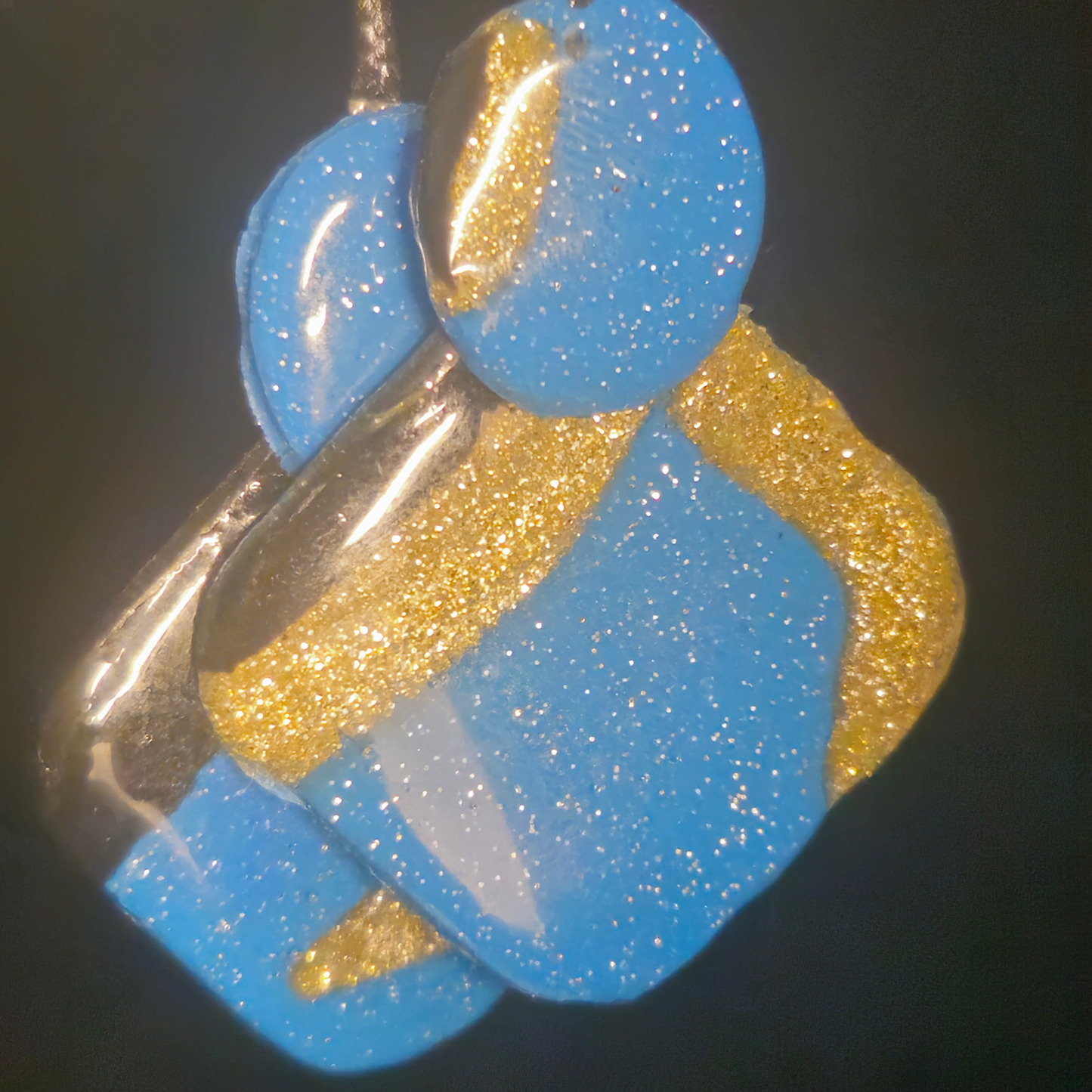Sky Blue & Gold Glitter Resin Earrings