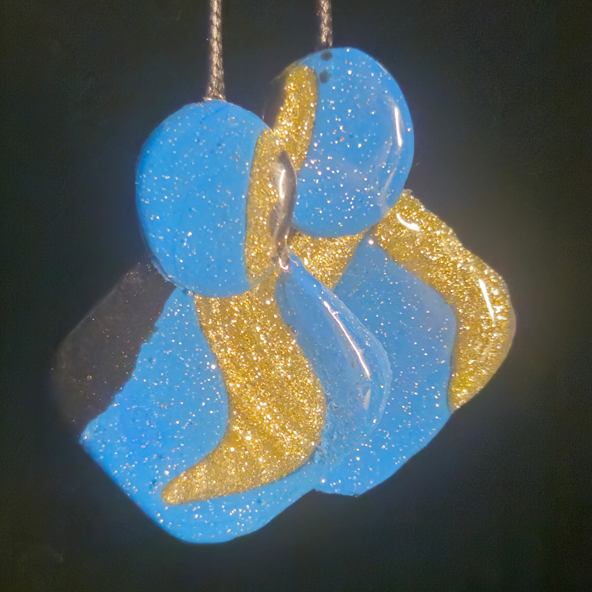Sky Blue & Gold Glitter Resin Earrings