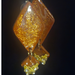 Amber & Gold Glitter Stacked Diamond Resin Earrings with Crystal Butterfly Charm