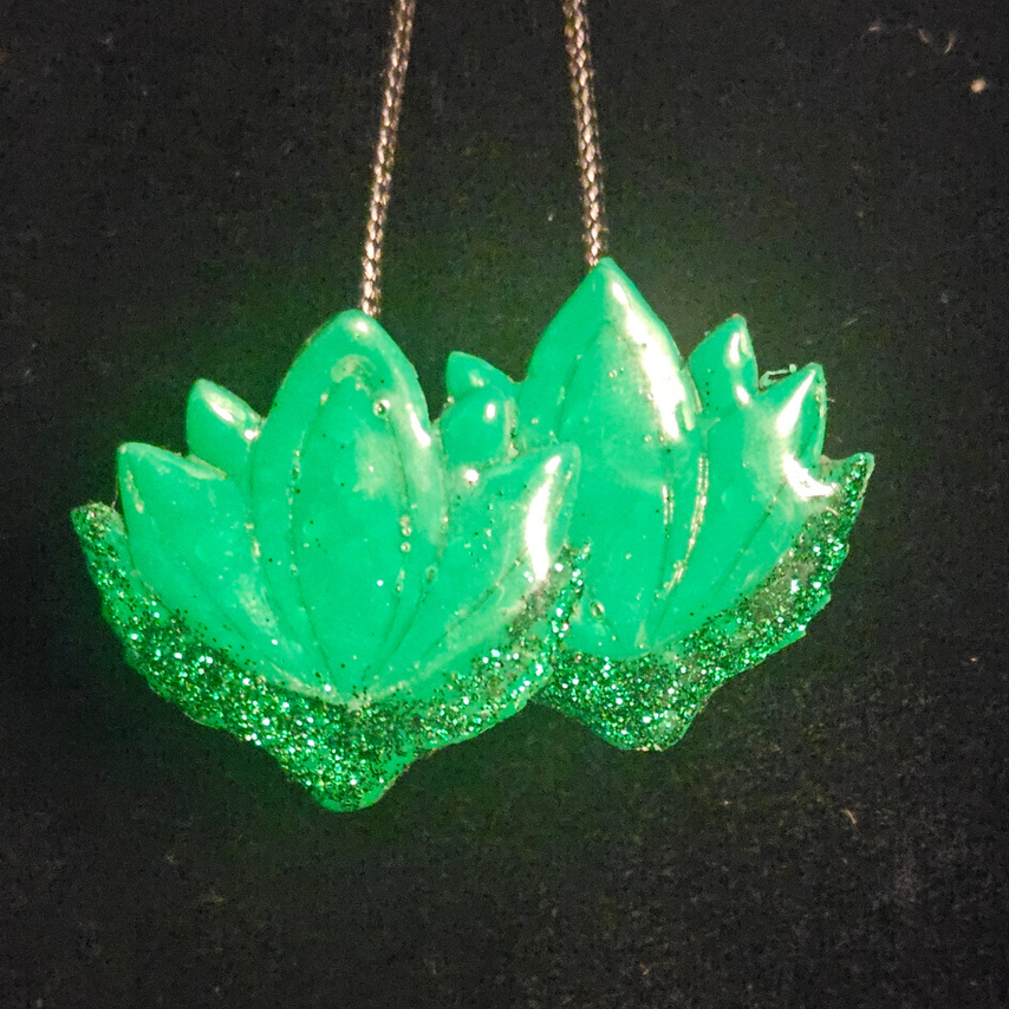 Neon Green Crystal Wing Resin Dangle Earrings
