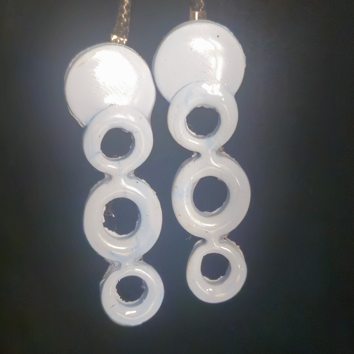 Blue Pearl Bubble Chain Resin Earrings