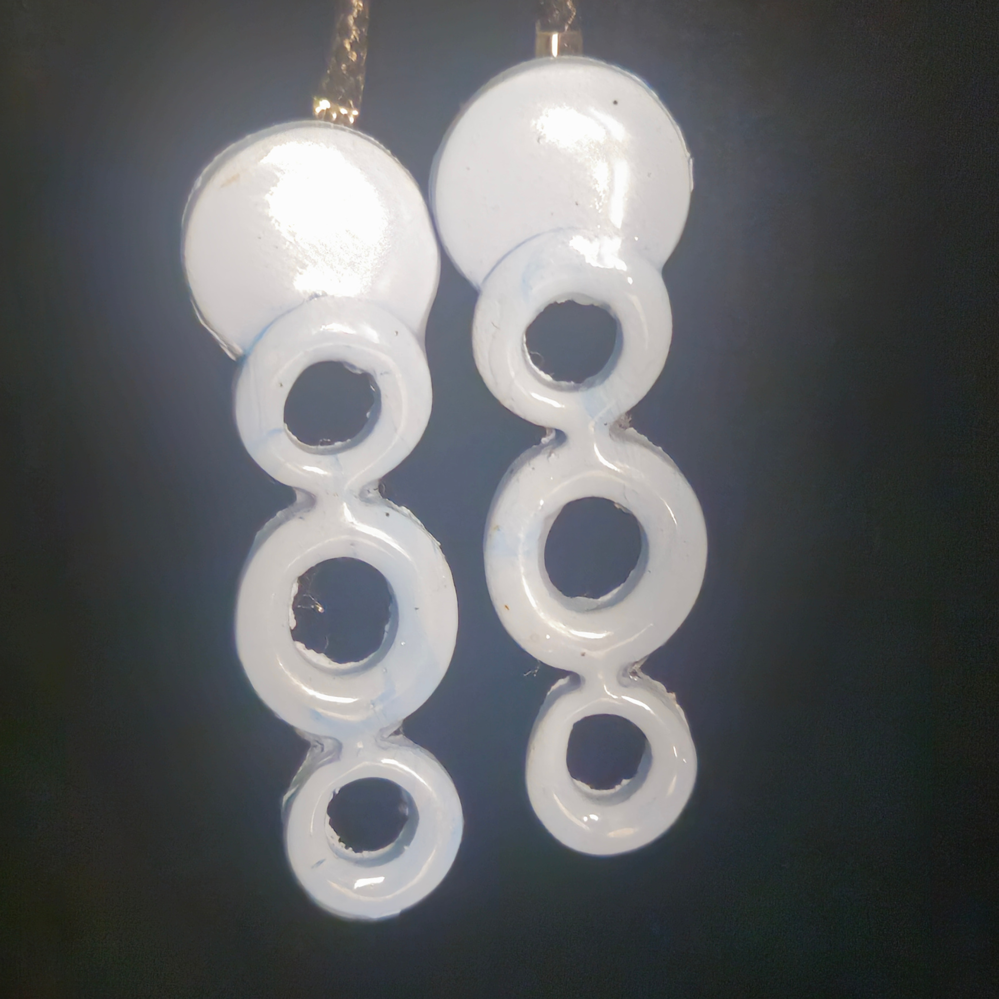 Blue Pearl Bubble Chain Resin Earrings