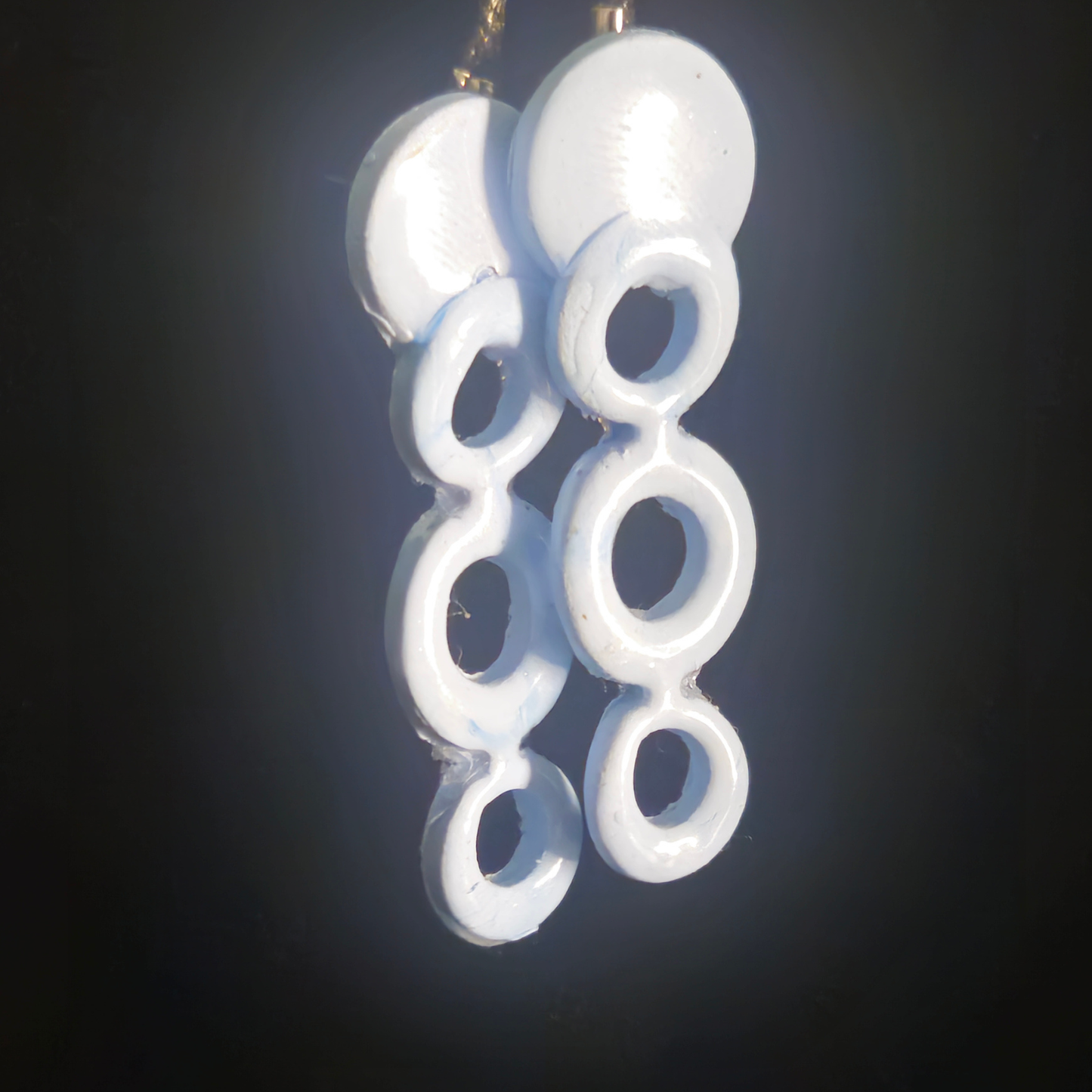 Blue Pearl Bubble Chain Resin Earrings