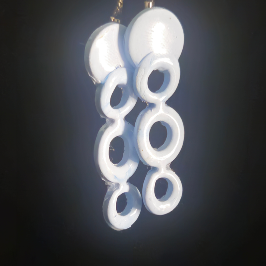 Blue Pearl Bubble Chain Resin Earrings