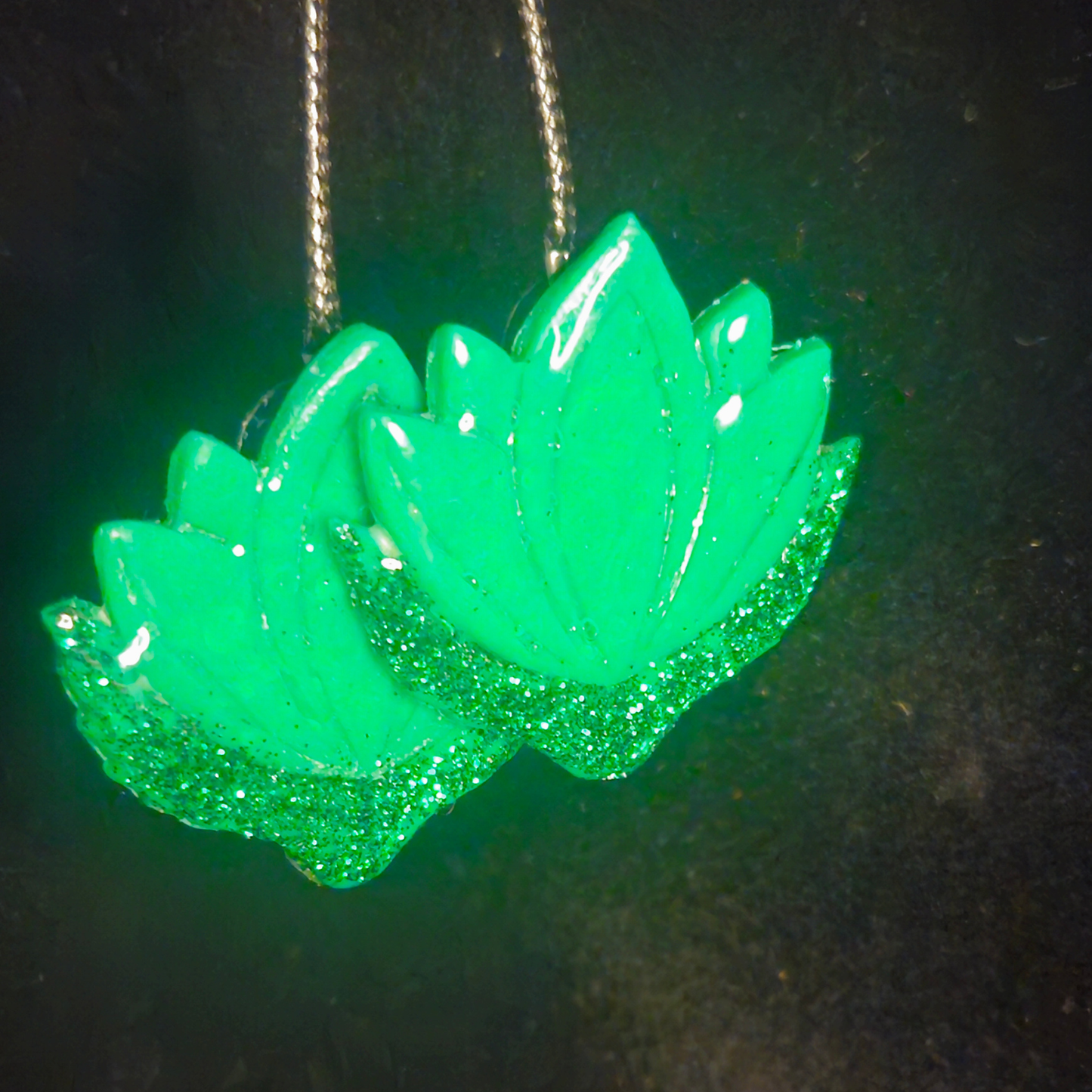 Neon Green Crystal Wing Resin Dangle Earrings