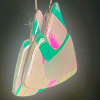 Pink, Green & White Geometric Crystal Slab Resin Earrings