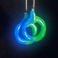 Electric Blue & Neon Green Interlocked Open Ring Resin Earrings