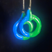 Electric Blue & Neon Green Interlocked Open Ring Resin Earrings