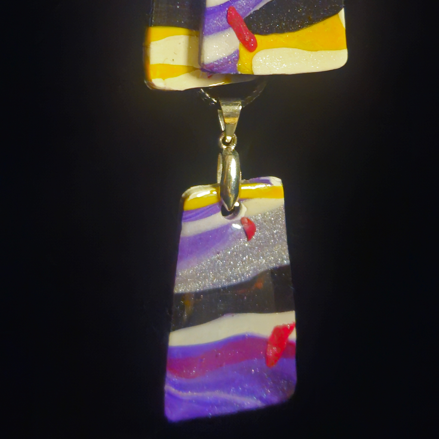 Multicolor Abstract Oval Stud & Rectangle Resin Earring & Necklace Set