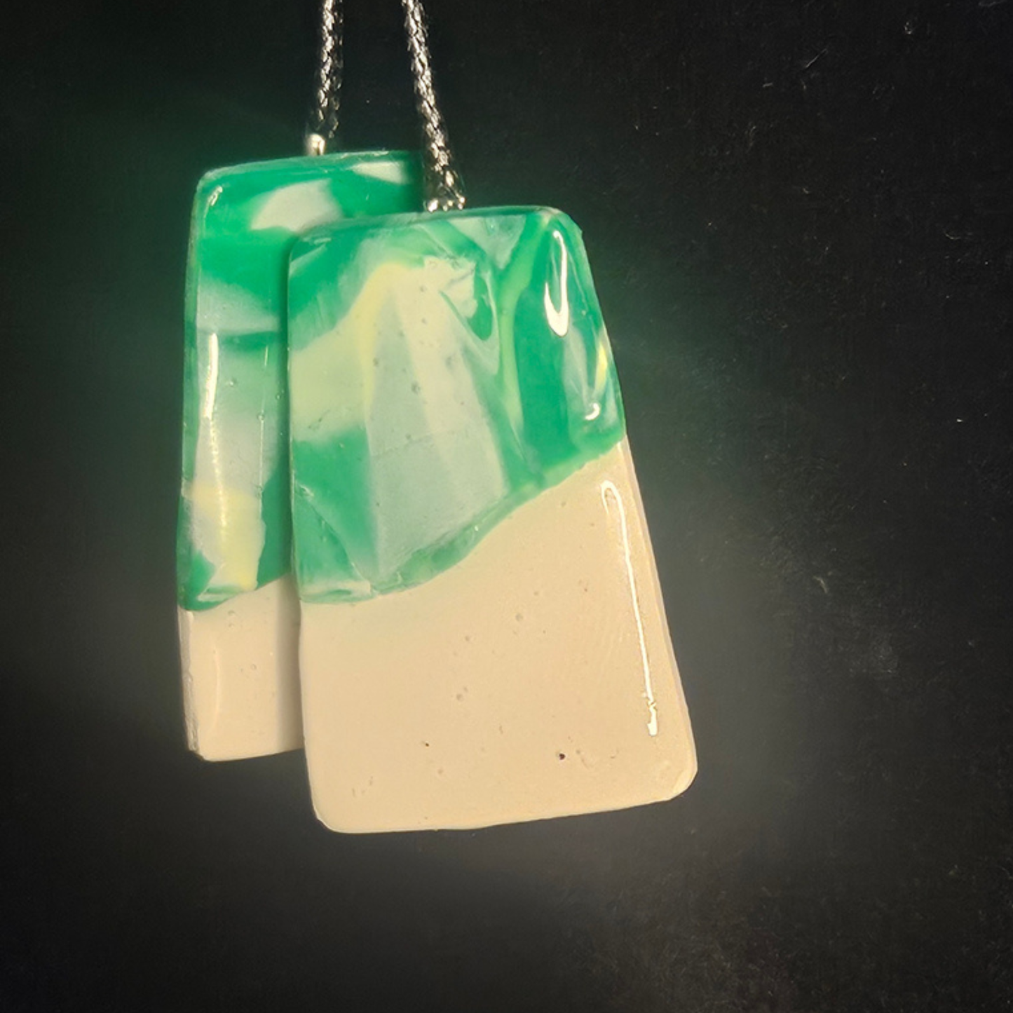 Teal & Sand Two-Tone Resin Drop Earrings