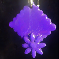 Solid Purple Scalloped Diamond & Flower Resin Earring & Necklace Set