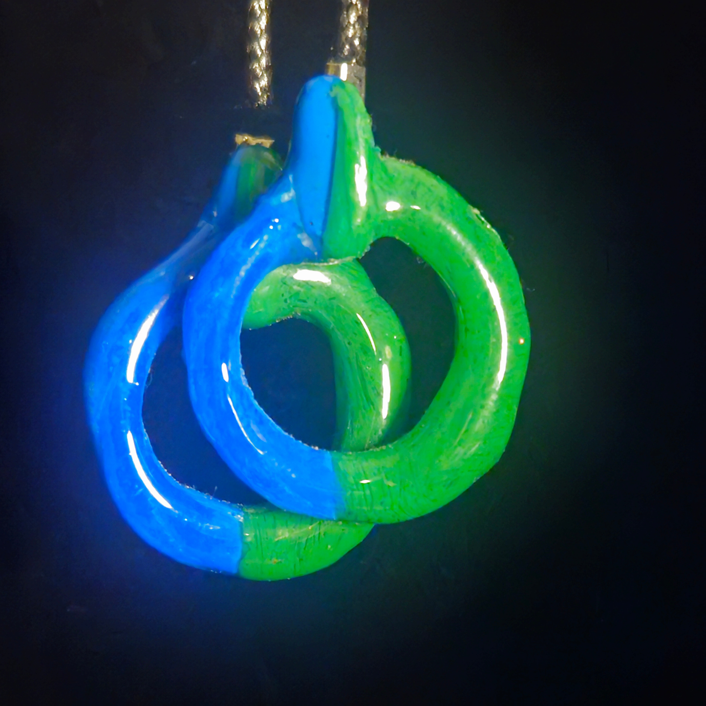 Electric Blue & Neon Green Interlocked Open Ring Resin Earrings