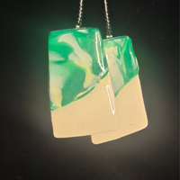 Teal & Sand Two-Tone Resin Drop Earrings
