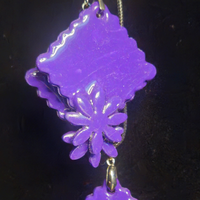 Solid Purple Scalloped Diamond & Flower Resin Earring & Necklace Set