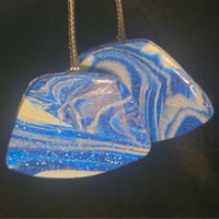 Blue & White Marble Swirl Resin Earrings