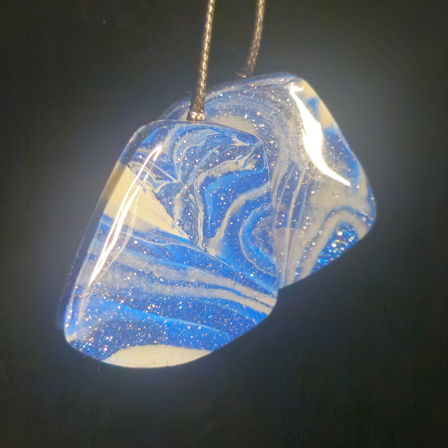 Blue & White Marble Swirl Resin Earrings