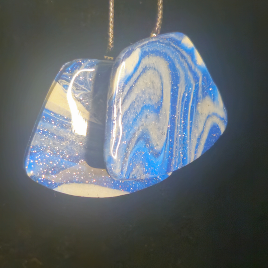Blue & White Marble Swirl Resin Earrings