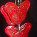 Red Glitter Carved Double Butterfly Resin Earring & Necklace Set