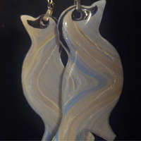 Pearlescent Cream Iridescent Bird Resin Dangle Earrings