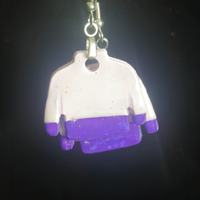 White & Purple Two-Tone Cozy Sweater Resin Dangle Earrings