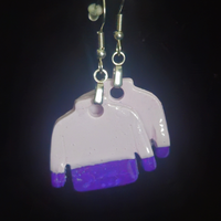 White & Purple Two-Tone Cozy Sweater Resin Dangle Earrings