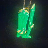 Neon Green Cowboy Boot Resin Dangle Earrings