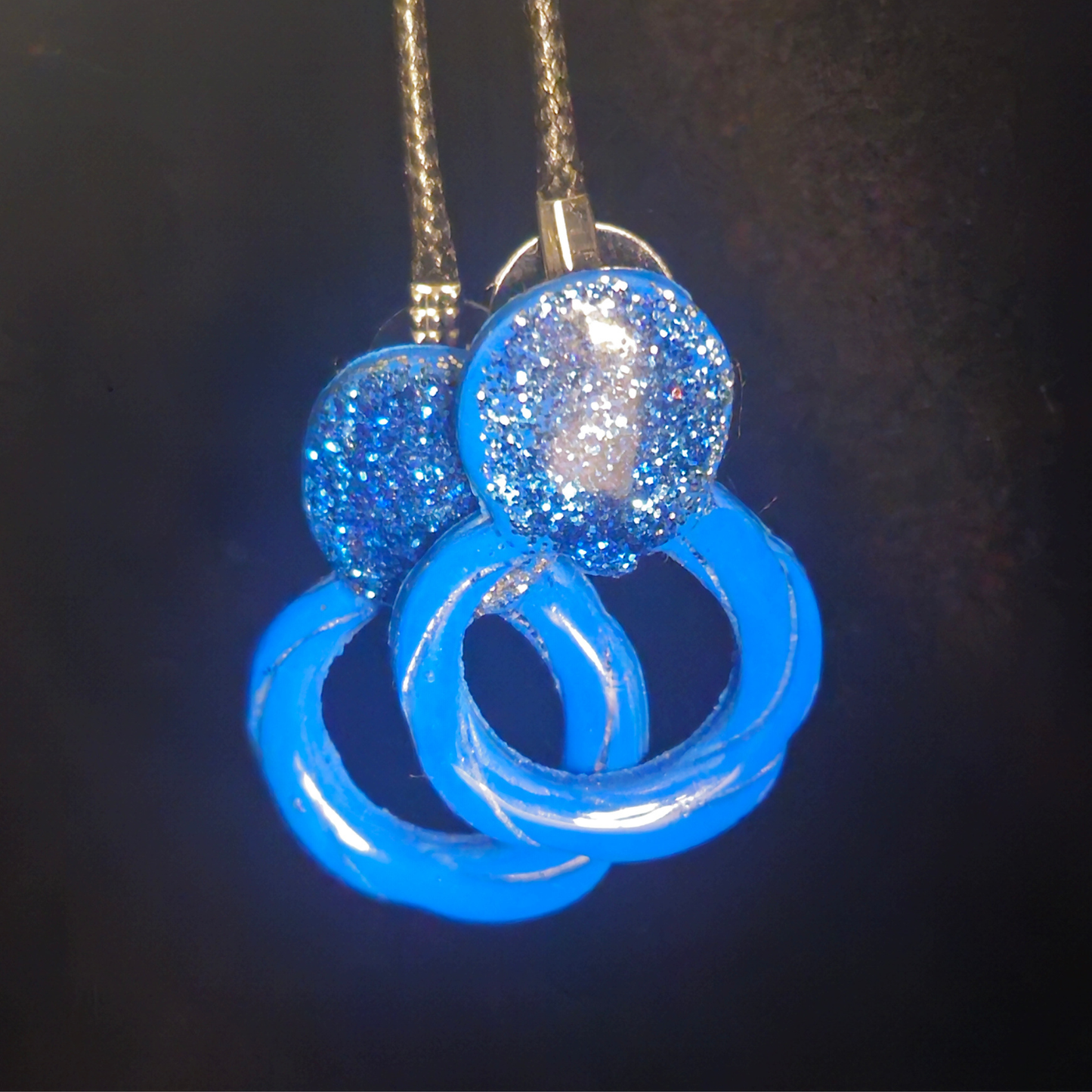 Blue Chunky Glitter Bubble Stud & Open Ring Resin Earrings