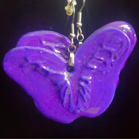 Bold Solid Purple Glitter Butterfly Resin Dangle Earrings