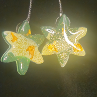 Mint Green Star Resin Drop Earrings with Gold Foil