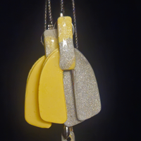 Sunshine Yellow & Silver Chunky Glitter Two-Tone Arch Resin Earring & Necklace Set