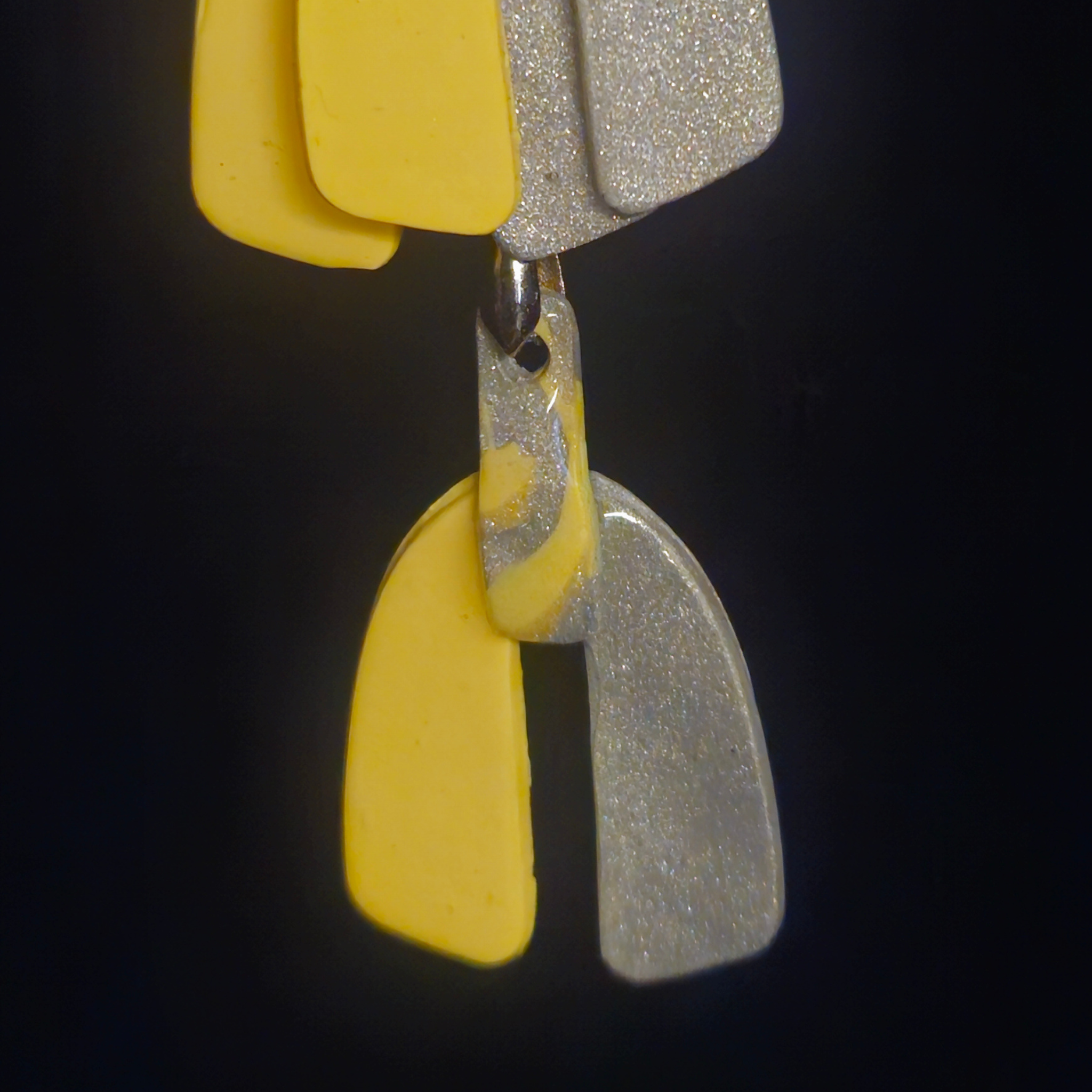 Sunshine Yellow & Silver Chunky Glitter Two-Tone Arch Resin Earring & Necklace Set