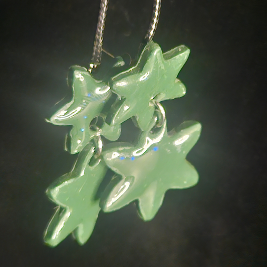 Mint Green Stacked Star Cluster Resin Dangle Earrings