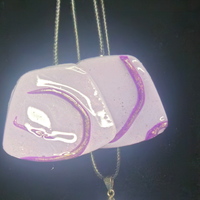 Lavender & Purple Swirl Abstract Slab Resin Earring & Necklace Set