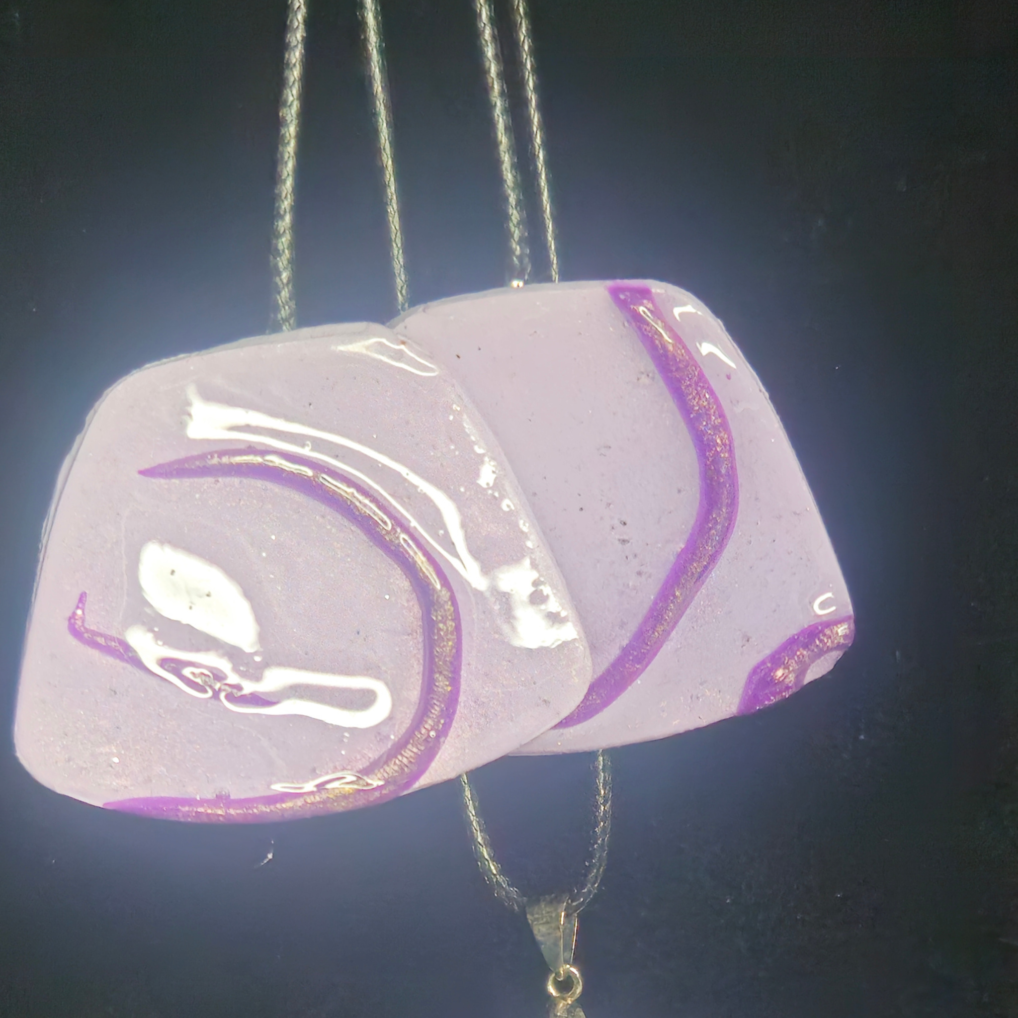 Lavender & Purple Swirl Abstract Slab Resin Earring & Necklace Set