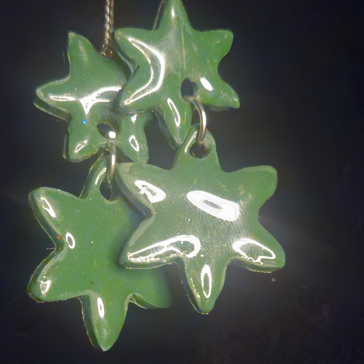 Mint Green Stacked Star Cluster Resin Dangle Earrings